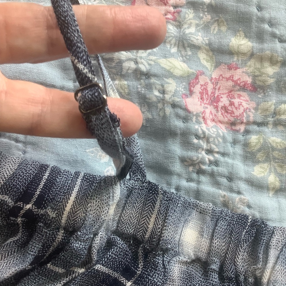 NWT Sans Souchi Womens Off The Shoulder Blue Plaid Long Sleeve Blouse Size M - Picture 8 of 8